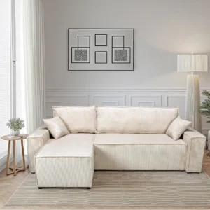 Le Quai des Affaires Canapé ELISE - Velours côtelé beige