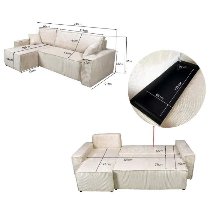 Le Quai des Affaires Canapé ELISE - Velours côtelé beige – Image 2