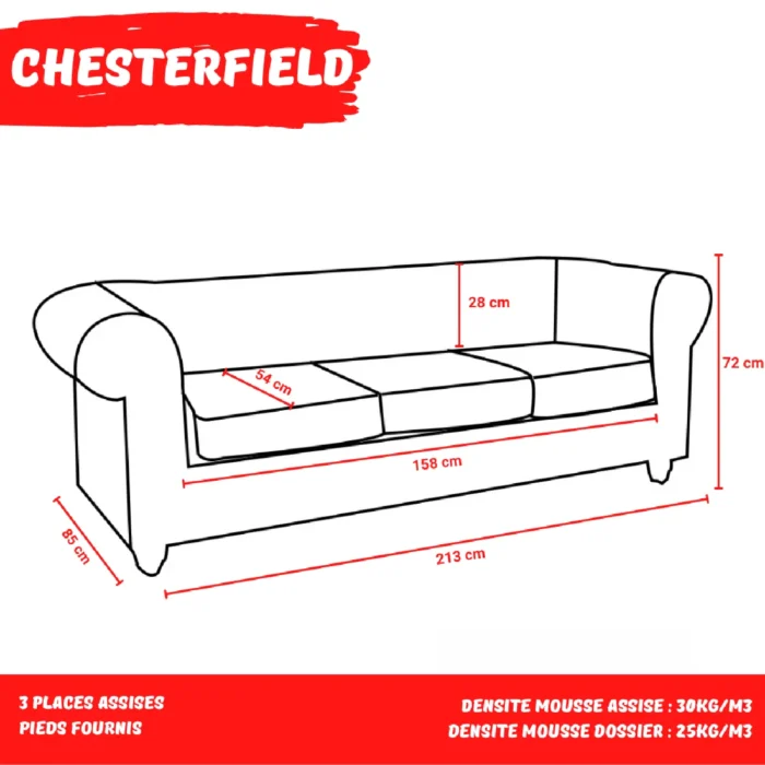 Le Quai Des Affaires Chesterfield Canapé 3 places – Image 2