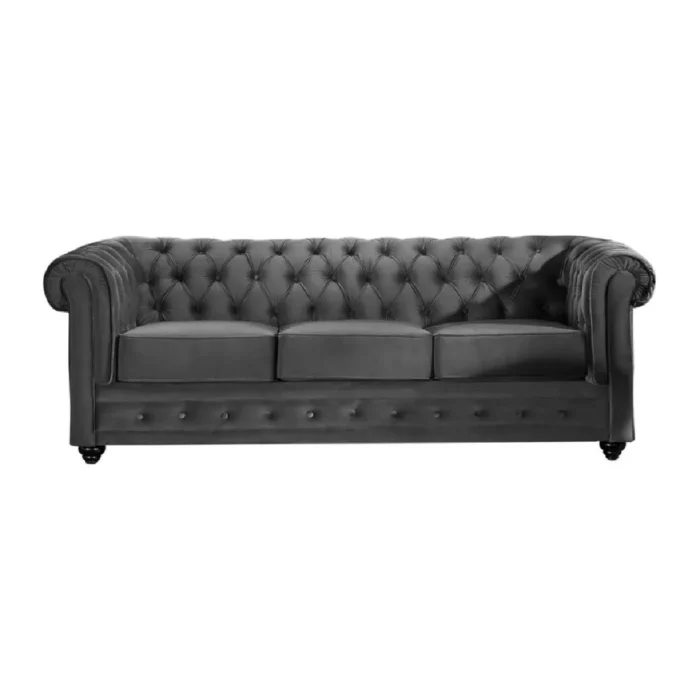 VENTE-UNIQUE CHESTERFIELD - Velours anthracite – Image 3