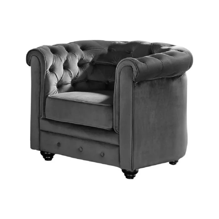 VENTE-UNIQUE CHESTERFIELD - Velours anthracite – Image 2