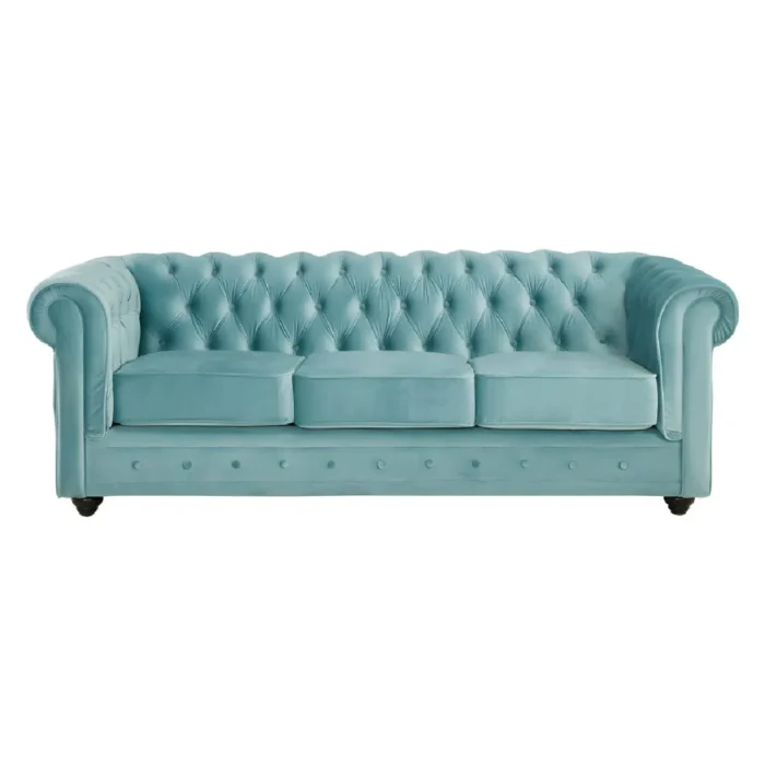 VENTE-UNIQUE CHESTERFIELD - Velours bleu pastel – Image 3