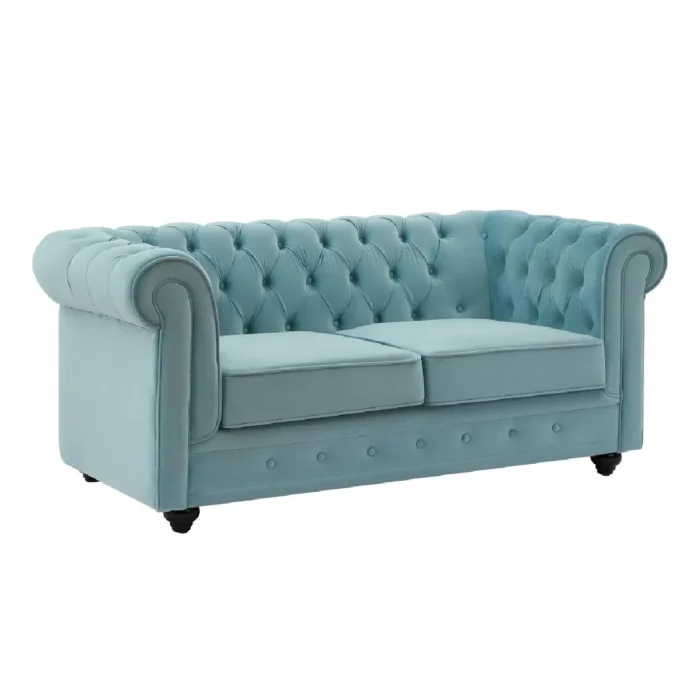 VENTE-UNIQUE CHESTERFIELD - Velours bleu pastel – Image 2